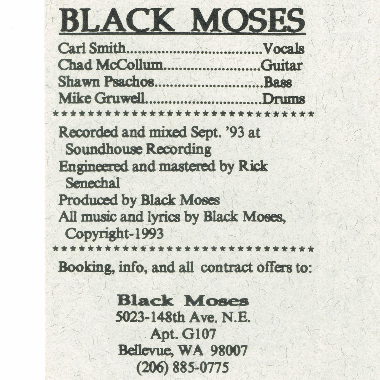 Black Moses - Original 1993 Cassette Demo
